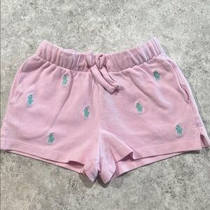 Ralph Lauren Pink Pique Shorts with Green Polo Embroidery